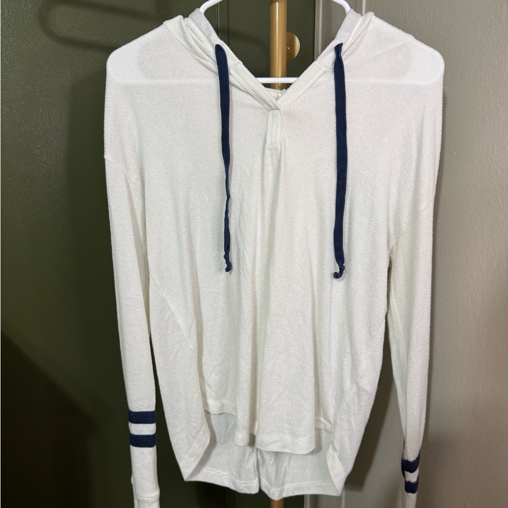 Hollister Cream Hoodie with Blue Accents